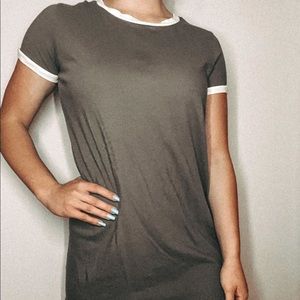 ARMY GREEN VARSITY T-SHIRT DRESS